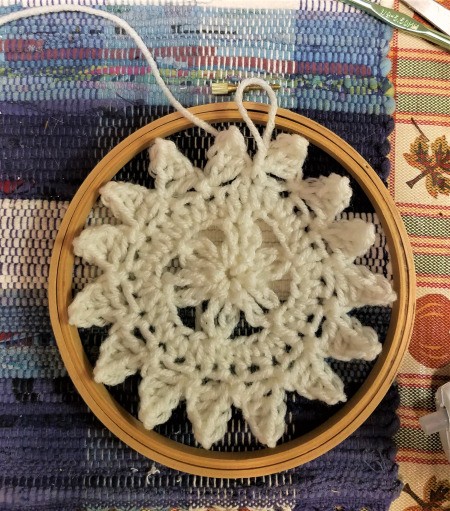 Embroidery Hoop Doily Wall Decoration - doily #3 finished