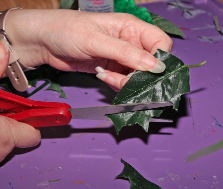 Little Shop of Horrors Costumes - trimming bits off leaves for spiky bits