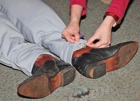 Little Shop of Horrors Costumes - attaching boots