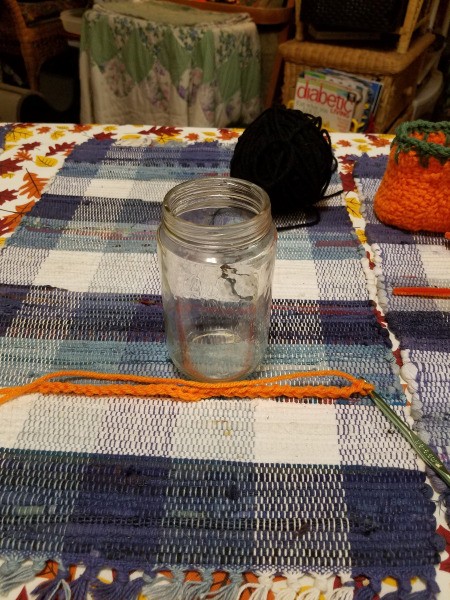 Crocheted Pumpkin Candy Jar Cover - supplies