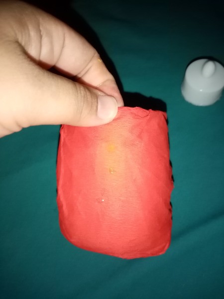 Witch Pumpkin Lamp - wrap with red paper