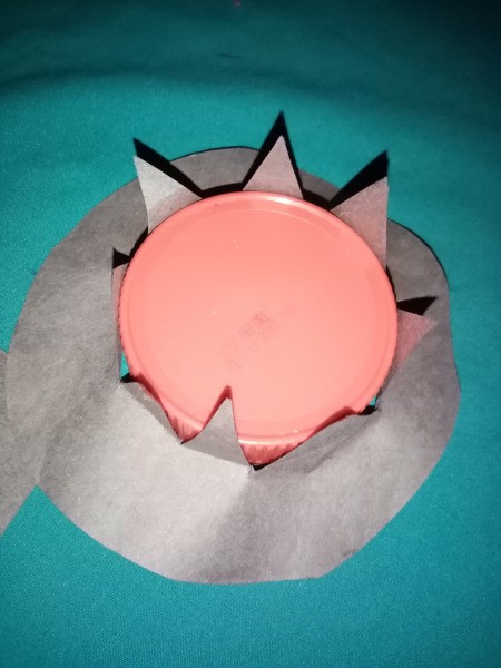 Witch Pumpkin Lamp - fit the witch hat brim around the lid temporarily