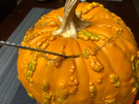 Spooky Double Pumpkin Eyeball - cut out circle at a bit of an angle