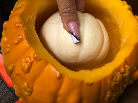 Spooky Double Pumpkin Eyeball - check fit the small white pumpkin