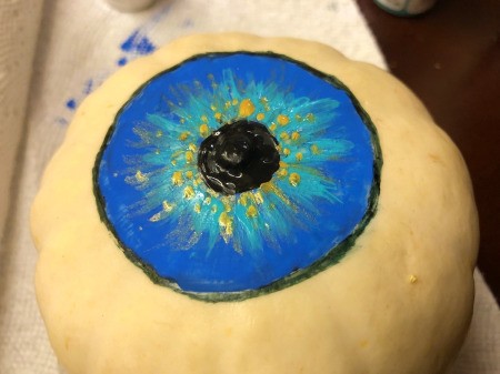 Spooky Double Pumpkin Eyeball - draw a smaller black circle in the center