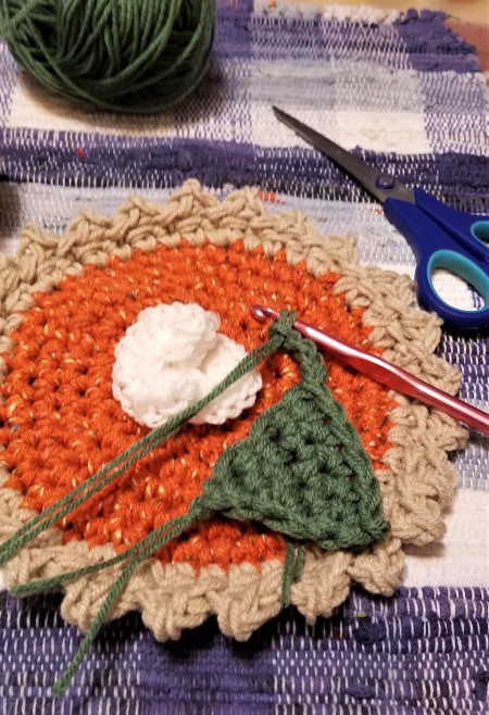 Punky Pie Hot Pad Wall Hanging - making green stem