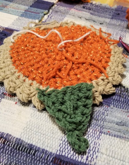 Punky Pie Hot Pad Wall Hanging - attach the stem to the back side