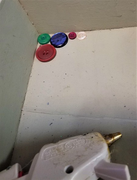 Button Lined Tray - start glueing buttons down in a corner