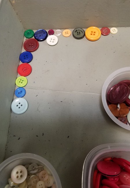 Button Lined Tray - move out along the sides