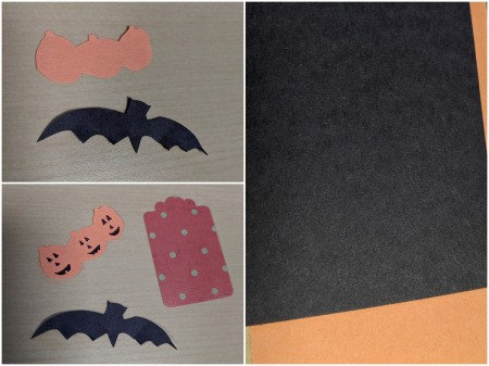 DIY Pumpkin and Bat Halloween Favor Tag - draw and cut out pumpkins and bat, draw faces on pumpkins