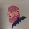 DIY Pumpkin and Bat Halloween Favor Tag - arrange pumpkins and bat on tag and glue in place