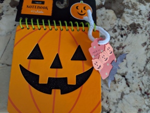 DIY Pumpkin and Bat Halloween Favor Tag - attach to mini Halloween notepad