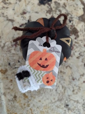DIY Pumpkin and Ghost Halloween Favor Tag - mini pumpkin with tag