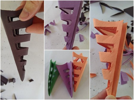 Paper Web and Spider Toss Game - continue cutting to create the web