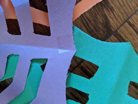 Paper Web and Spider Toss Game - taping together