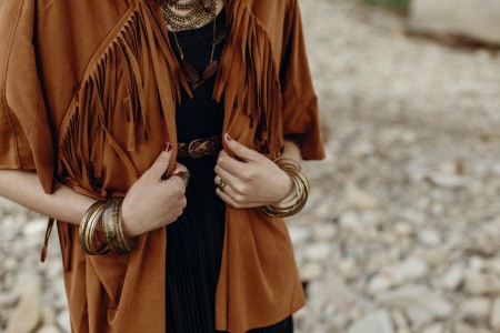 A fringed suede jacket.