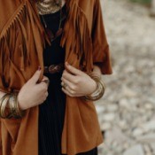 A fringed suede jacket.