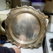 Value and Pattern Name for a Sterling Silver Tray - tray propped up on a counter