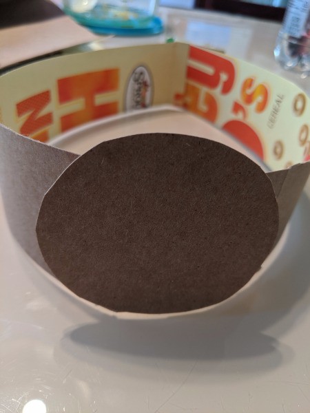Recycled Cardboard Turkey Hat - glue circle to center of the hat on the outside