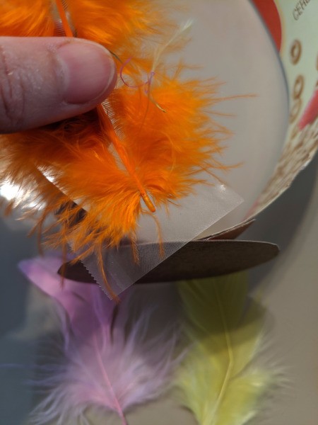 Recycled Cardboard Turkey Hat - tape feathers together