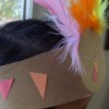 Recycled Cardboard Turkey Hat - child wearing the hat