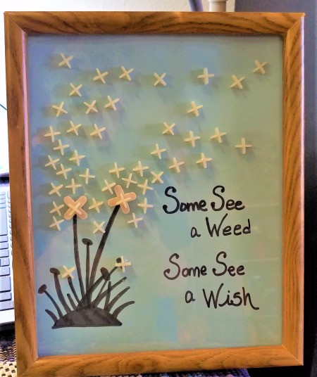 More State Fair Projects - dandelion framed artwork using tile spacers