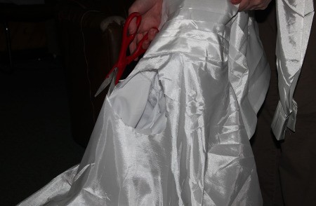 Labyrinth Movie Costumes - hole for dog's head cut in dress