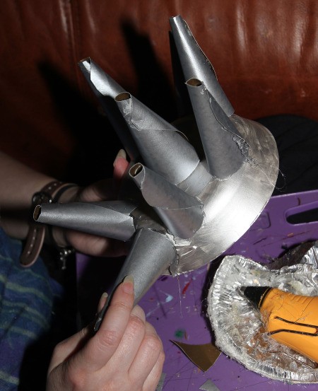 Labyrinth Movie Costumes - attaching spiked to the bowl