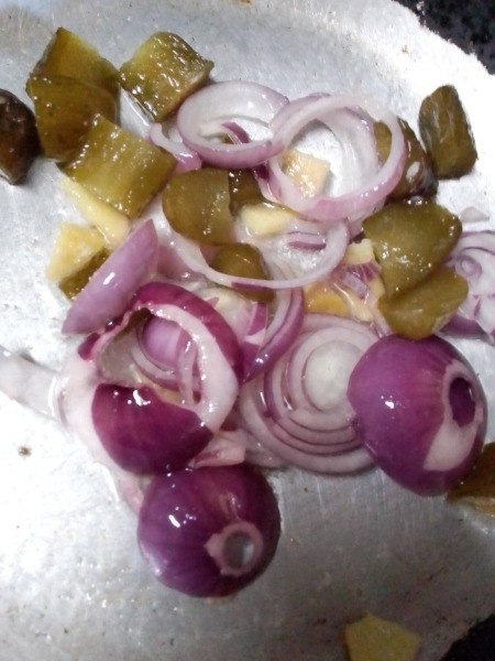 cut pickles & onions