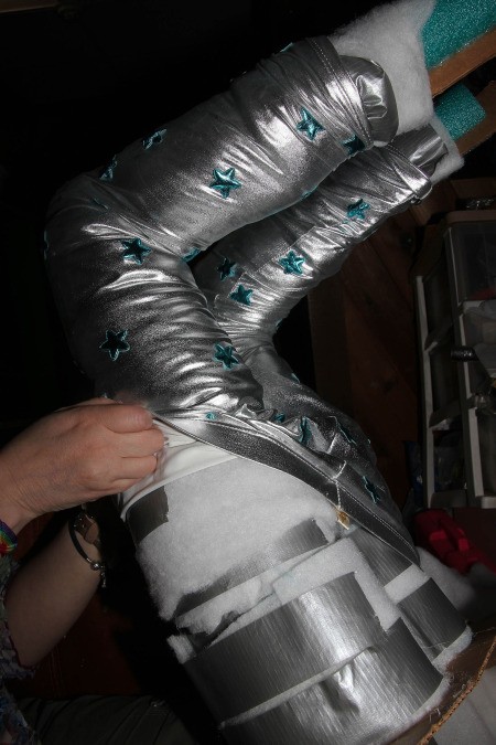 Outer Space Princess Riding Shooting Star Illusion Costumes - making the fake legs