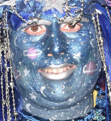 Outer Space Princess Riding Shooting Star Illusion Costumes - face makeup