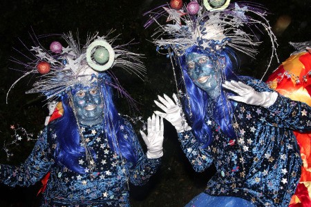 Outer Space Princess Riding Shooting Star Illusion Costumes - closeup of upper part of the costume