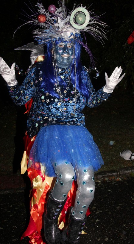 Outer Space Princess Riding Shooting Star Illusion Costumes - full body shot of one person in costume