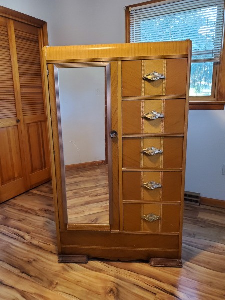 Replacing the Mirror on a Vintage Wardrobe - waterfall wardrobe