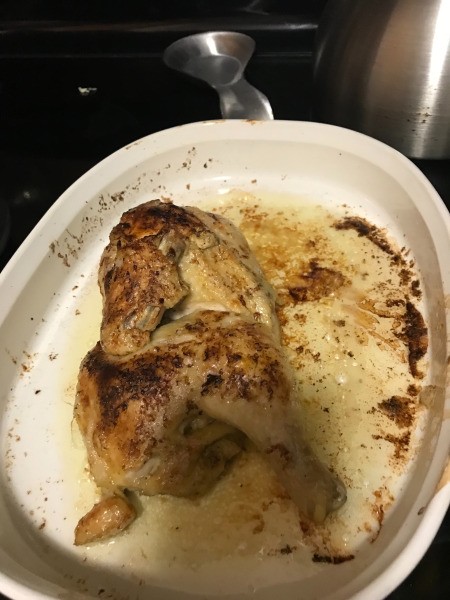 browned chicken in oven pan