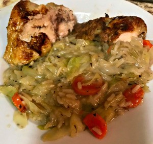 Roasted Chicken and Rice on plate