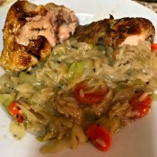 Roasted Chicken and Rice on plate