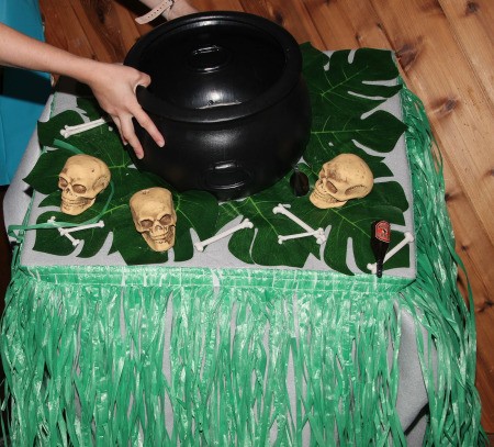 Witch Doctor and Shrunken Head Costumes - decorating table top