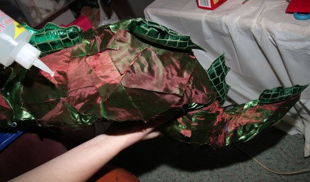 Constructing the Medusa costume.