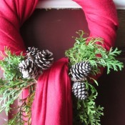 Using Winter Scarf As Wreath Cover