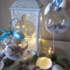 Coastal Beach Ornaments - two decorated ornaments hanging on stands