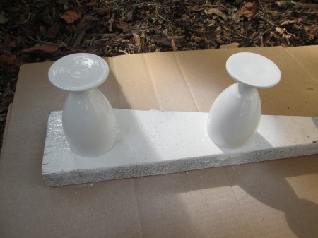 Drinking Glass Candle Holders - glasses spray painted white