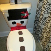 Winter Wonder Bathroom - finished snowman decorated toilet