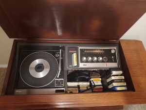 Value of a RCA Console Stereo - open console, turntable, radio, and 8 track player
