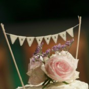 A homemade wedding cake topper.