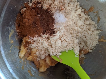 flour, spices, & baking powder added to dough