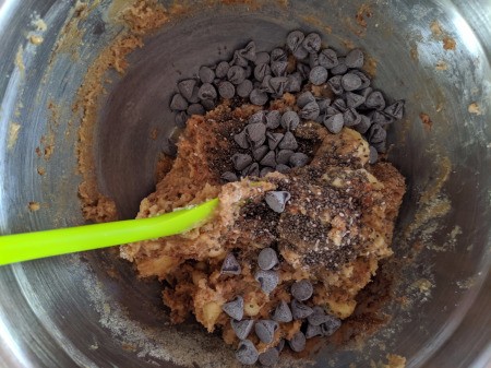 chocolate chips & chia seeds added to batter