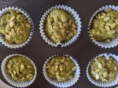 pumpkin seeds on muffins