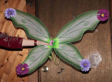 Enchanting Flower Fairies - finished wings with larger flowers on each wing tip