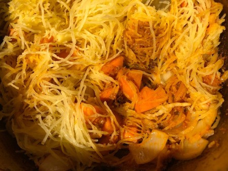 cooking Spaghetti Squash in pan